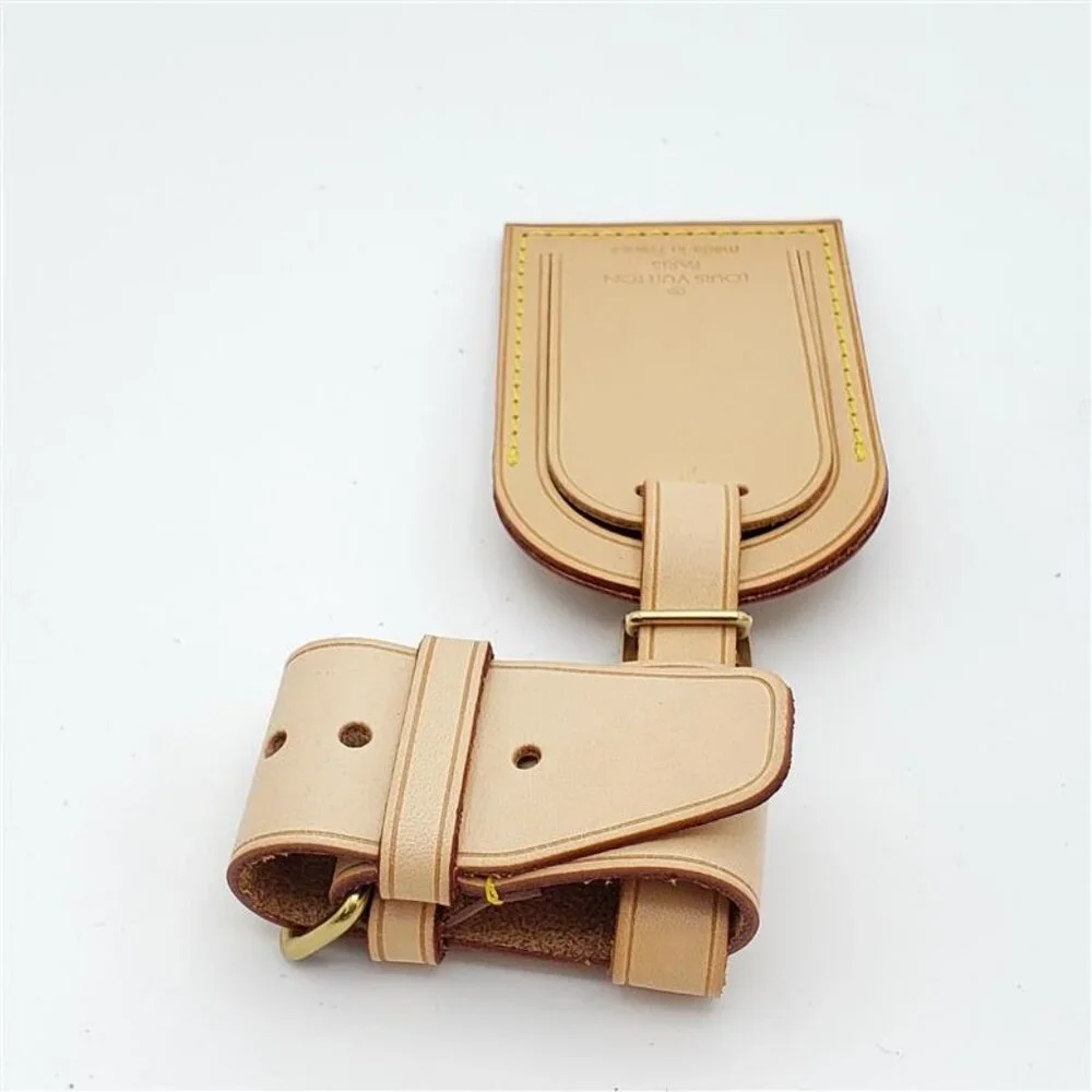 Louis Vuitton Natural Vachetta Leather Luggage Tag with Yellow Stitching